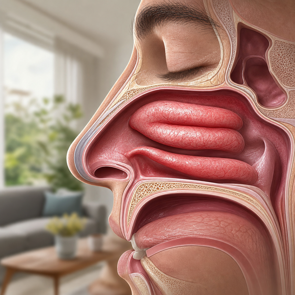 Escena 1: nasal_cycle_alternating_turbinate_swelling para el artículo ¿Por qué a veces solo respiro por una fosa nasal?